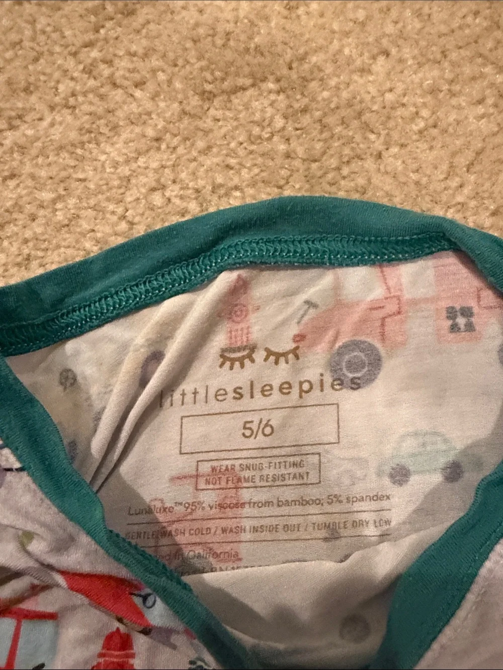 Little sleepies truck print pjs 5/6